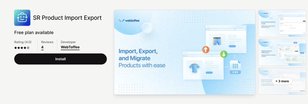 SR Product Import Export App