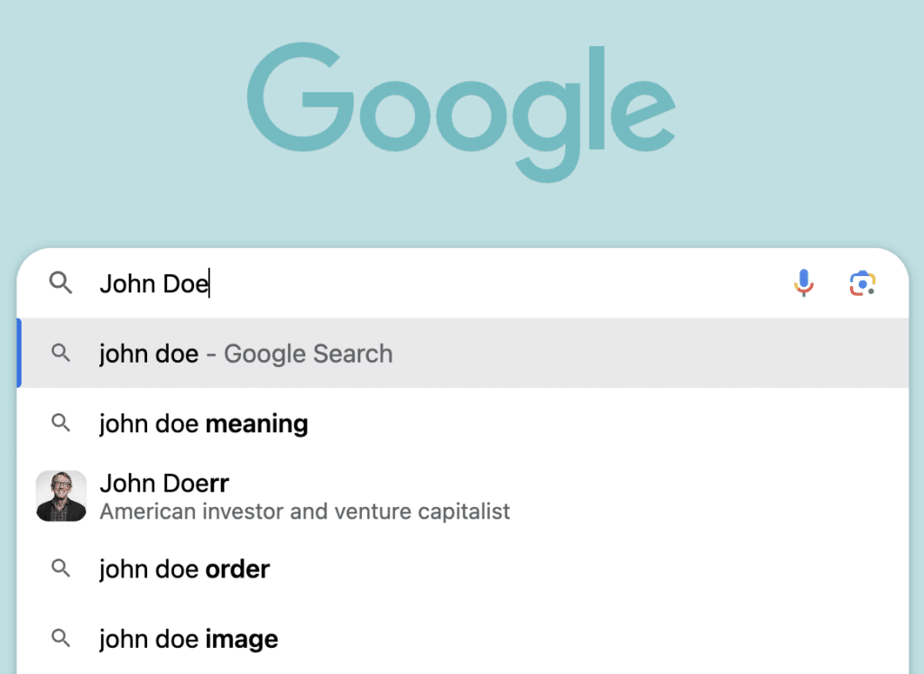 Searching John Doe in Google