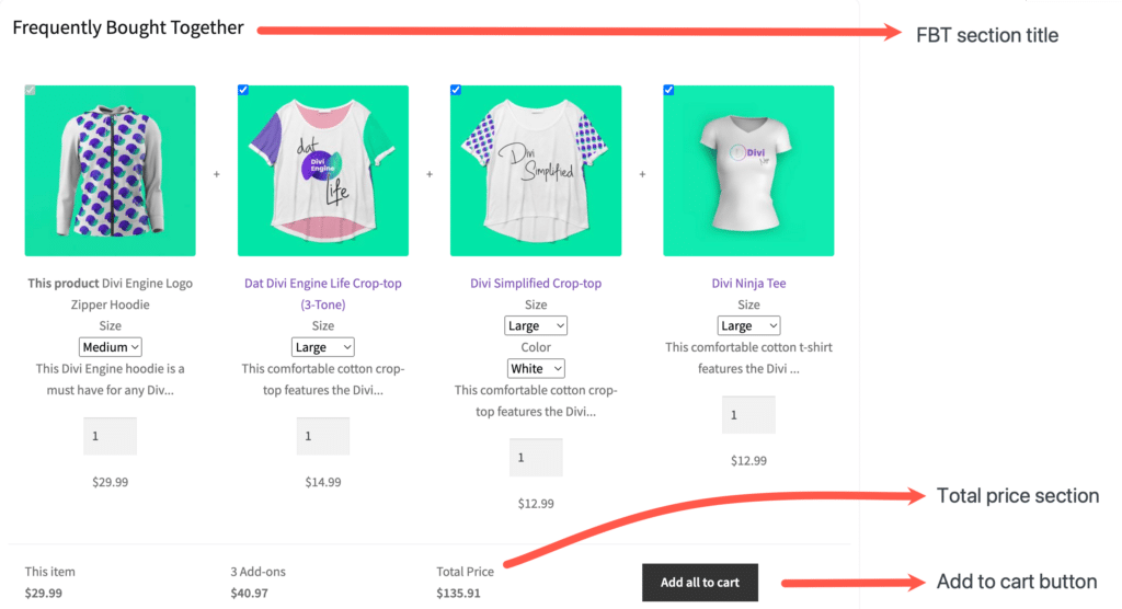 Frequently Bought Together for WooCommerce - Text fields
