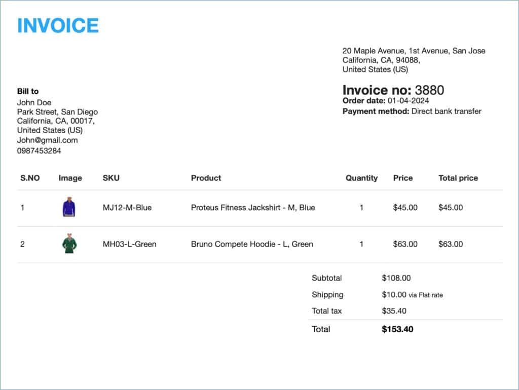WooCommerce Invoice after removing product meta