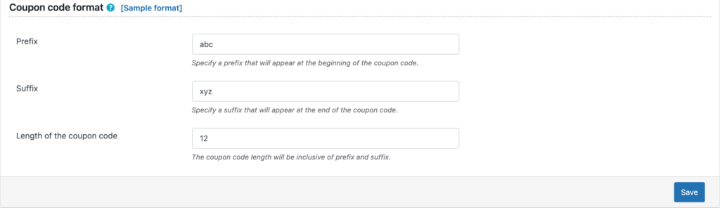 Customize coupon code
