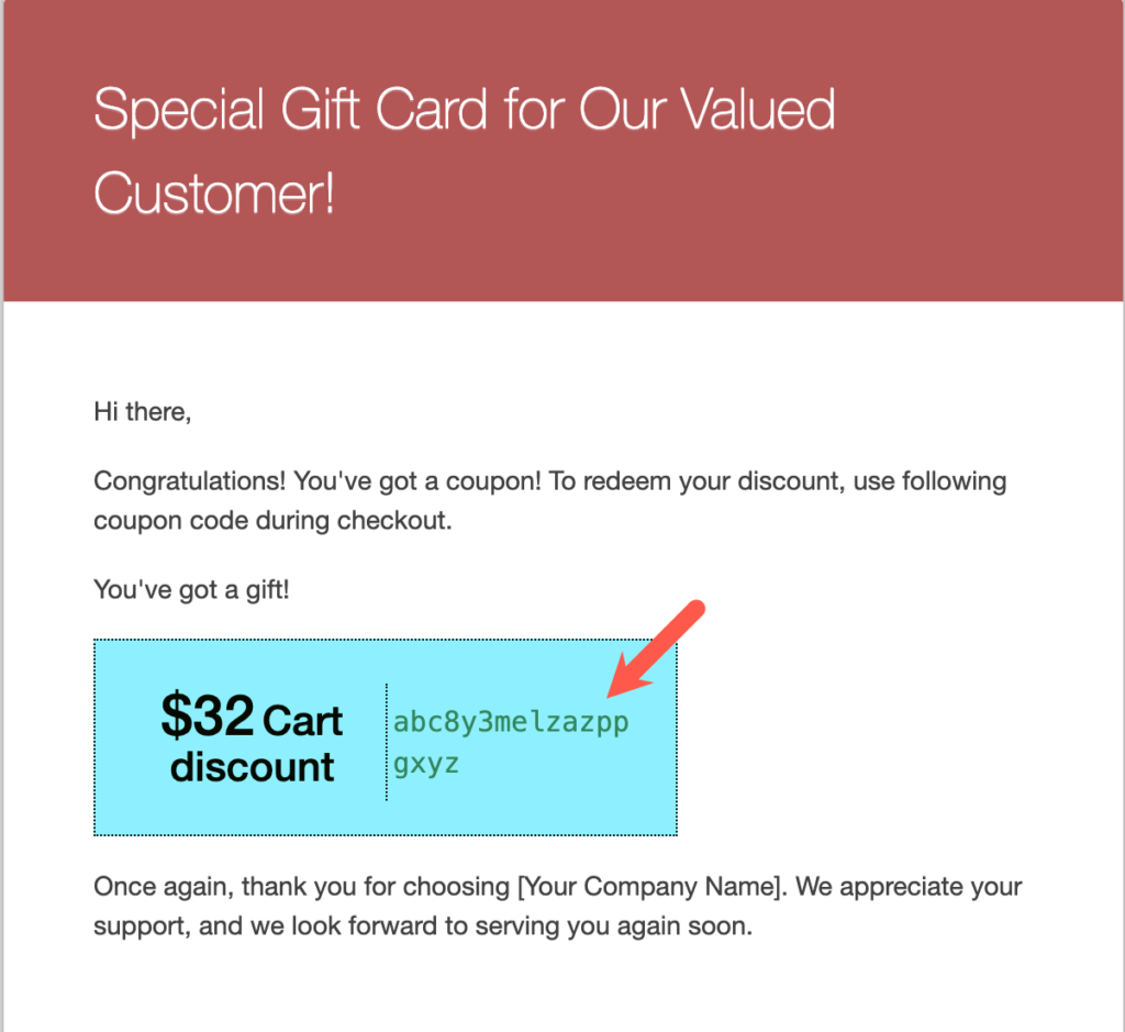 Coupon received on email