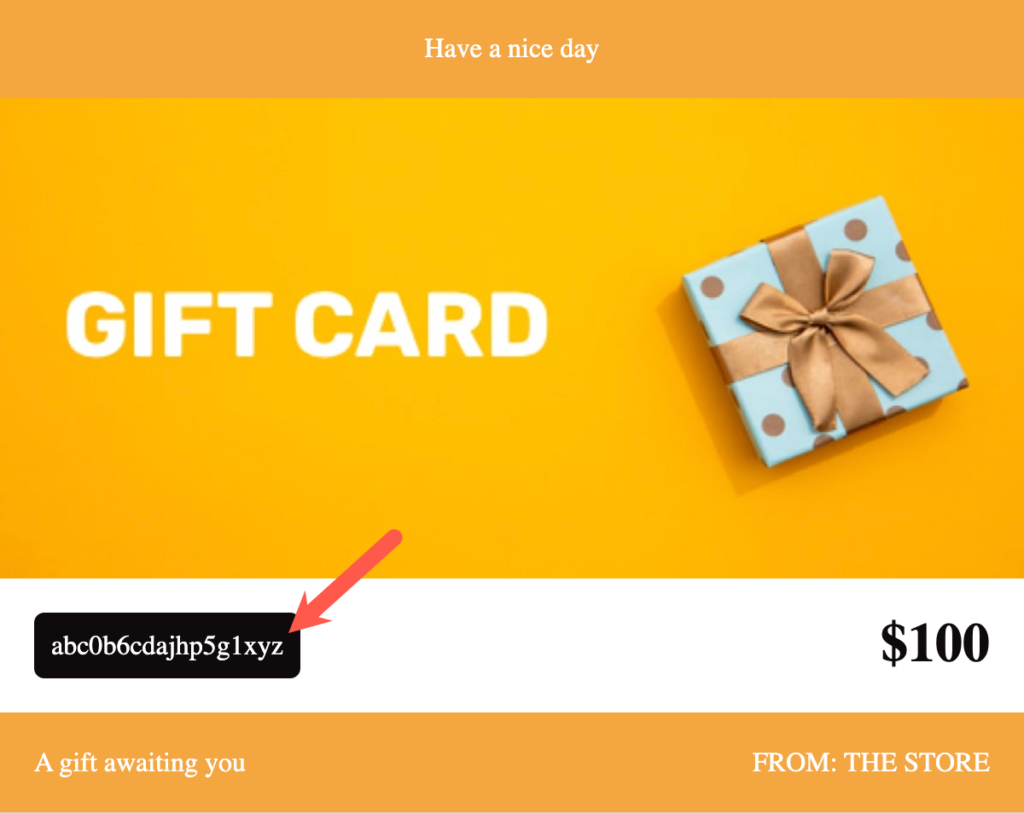 Gift card received on email
