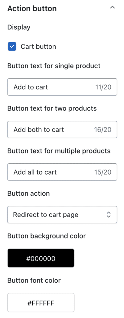 Customize action button