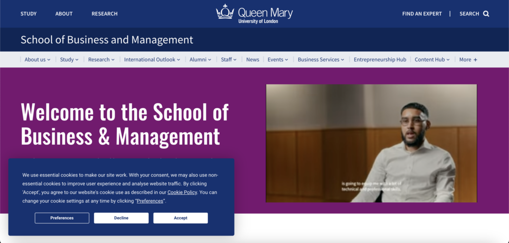 Queen Mary website University of London