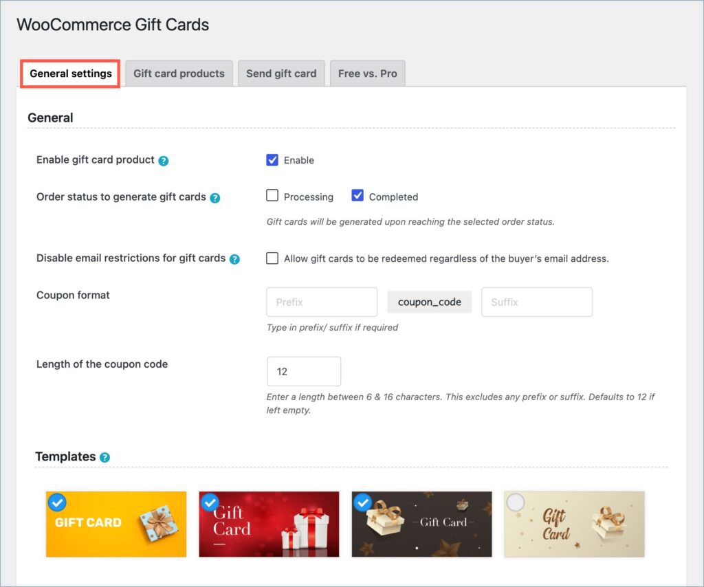 Enable gift card product