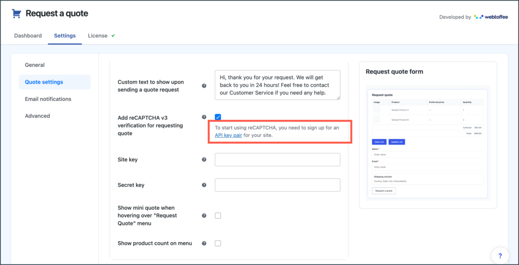 The hyperlink that redirects to the ‘add new site’ page on reCAPTCHA