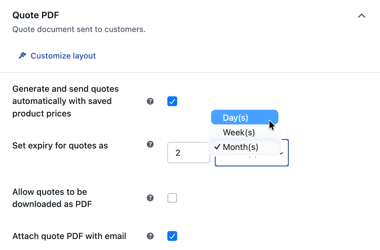 Setting an expiry period - WooCommerce Quotes[