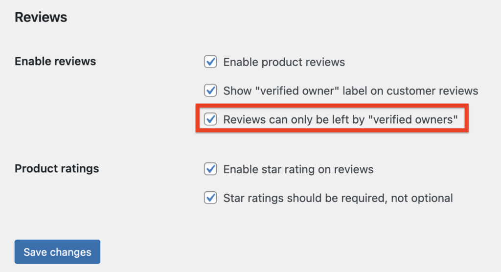 Enable reviews by verified owners only