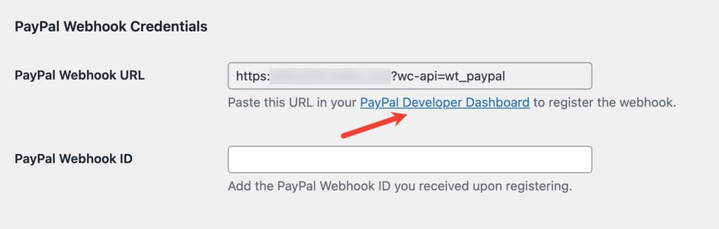 Paypal Developer Dashboard hyperlink