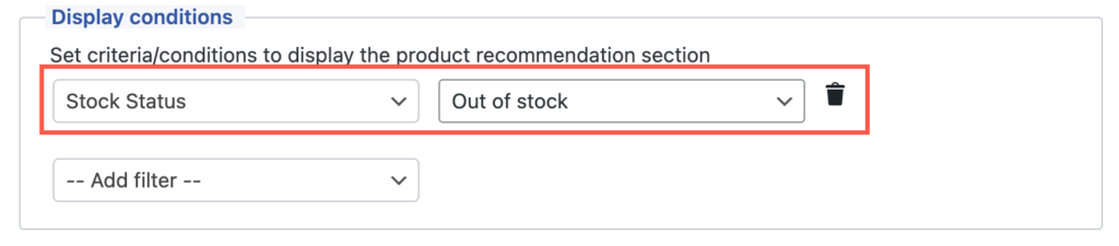 Display criteria as Stock status