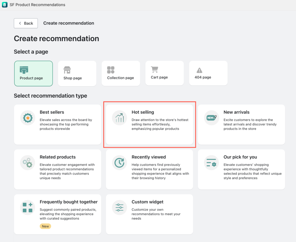 Recommendation templates