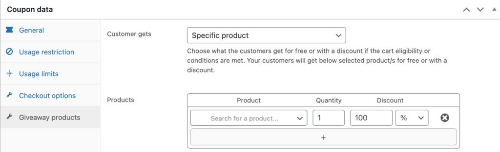 Smart Coupons for WooCommerce - Giveaway Products
