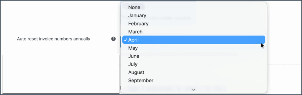 Auto-reset invoice numbers enabled