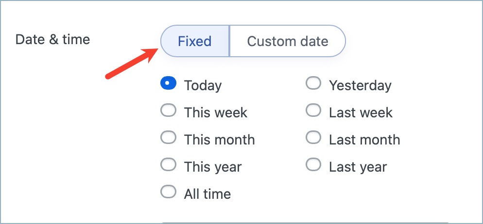 Date and time filter