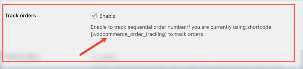 Highlighting the shortcode used to track order details