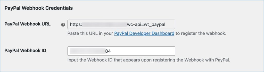 PayPal Webhook Credentials