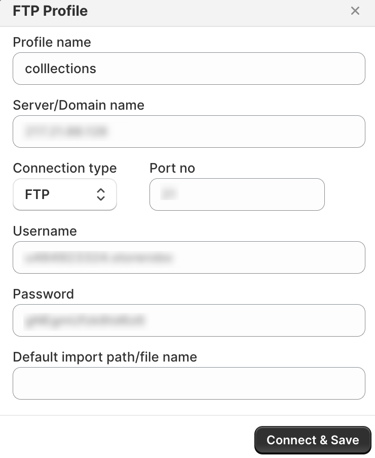 Setting up FTP profile