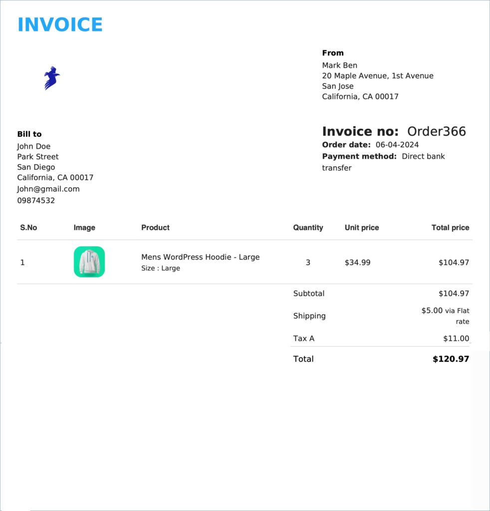 Invoice before enabling the Use latest settings for invoice option