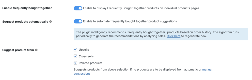 Frequently Bought together recommendation options