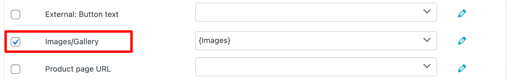 Selection of image field for importing