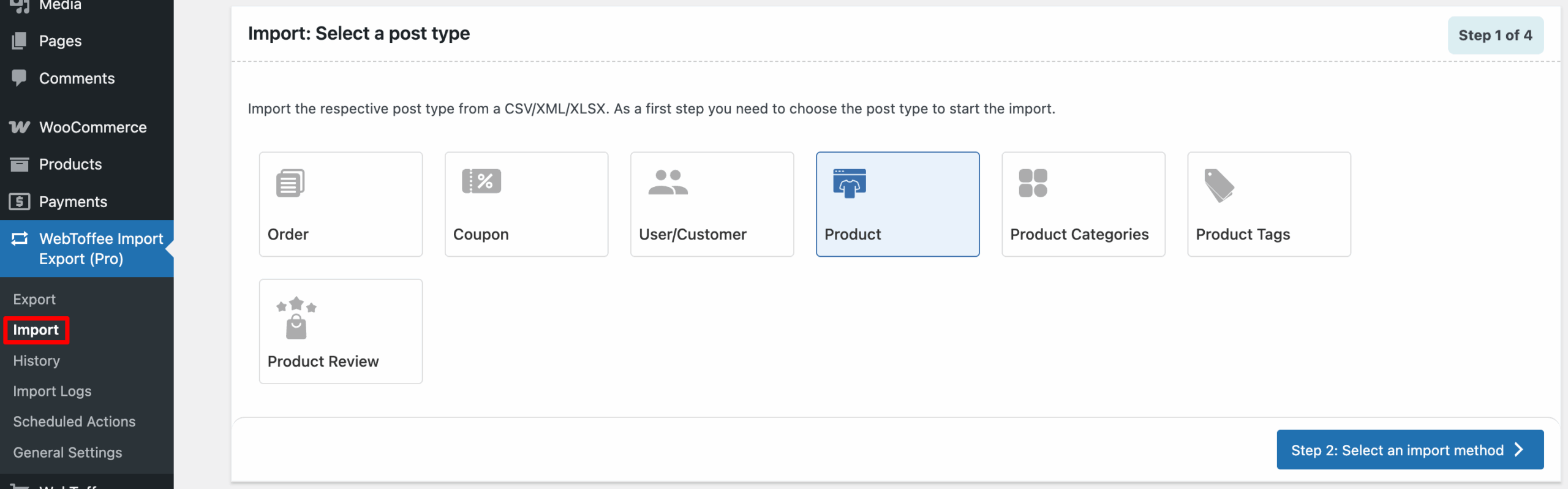 Selecting product as post type