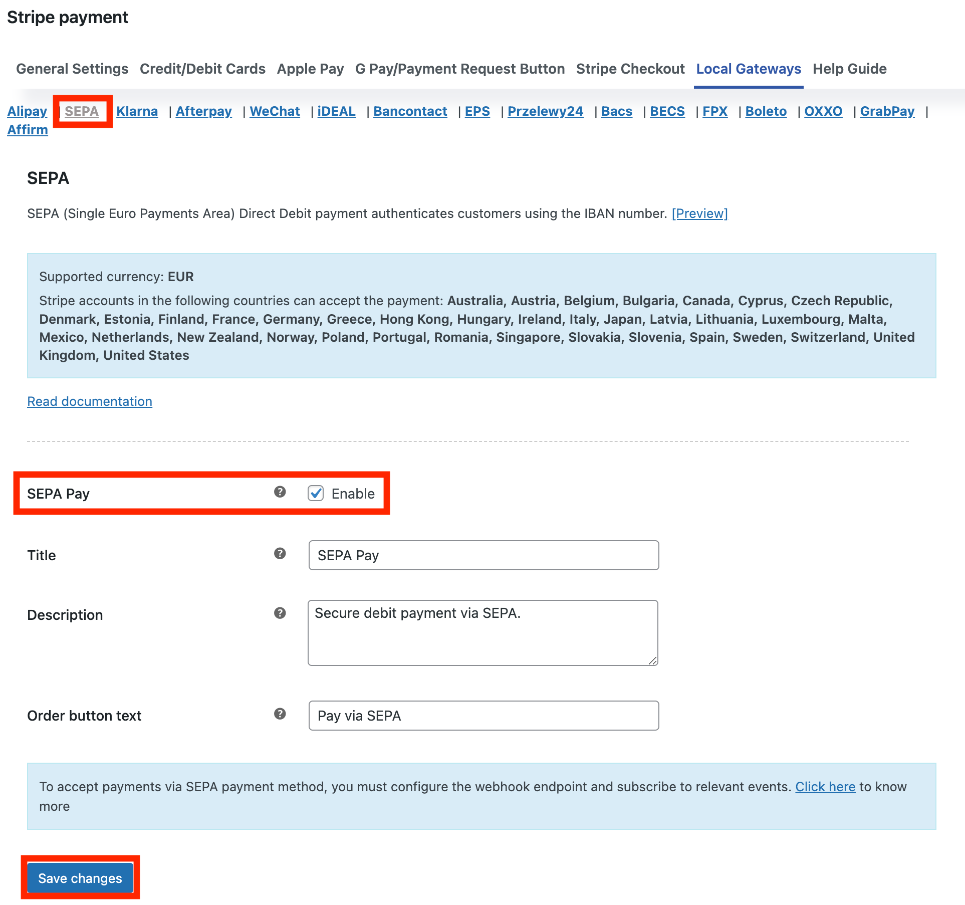 Enable SEPA Payments in WooCommerce