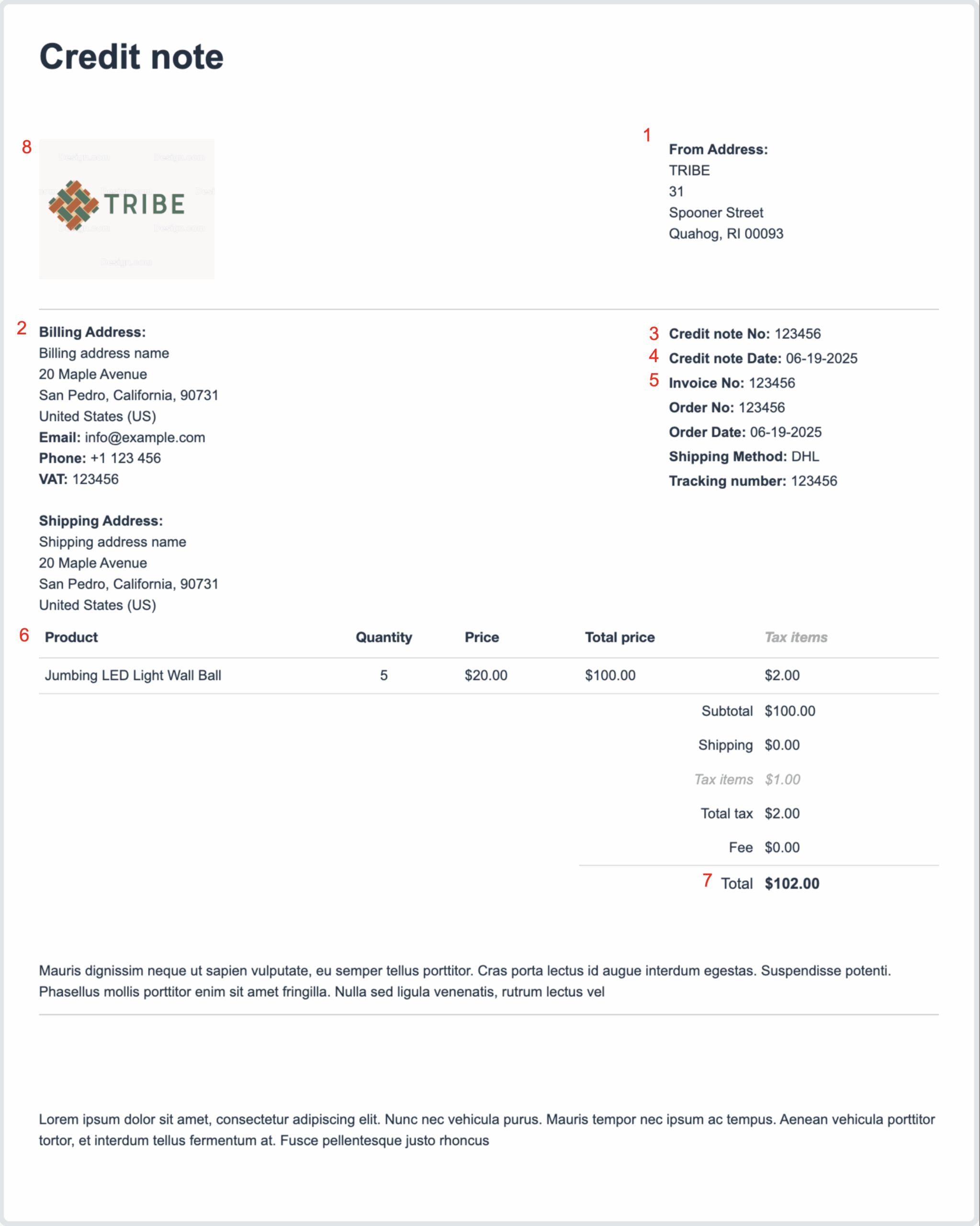 Credit Note Template