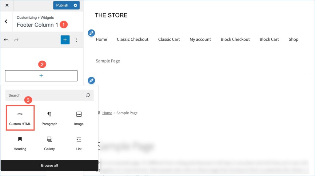 Adding a custom HTML block