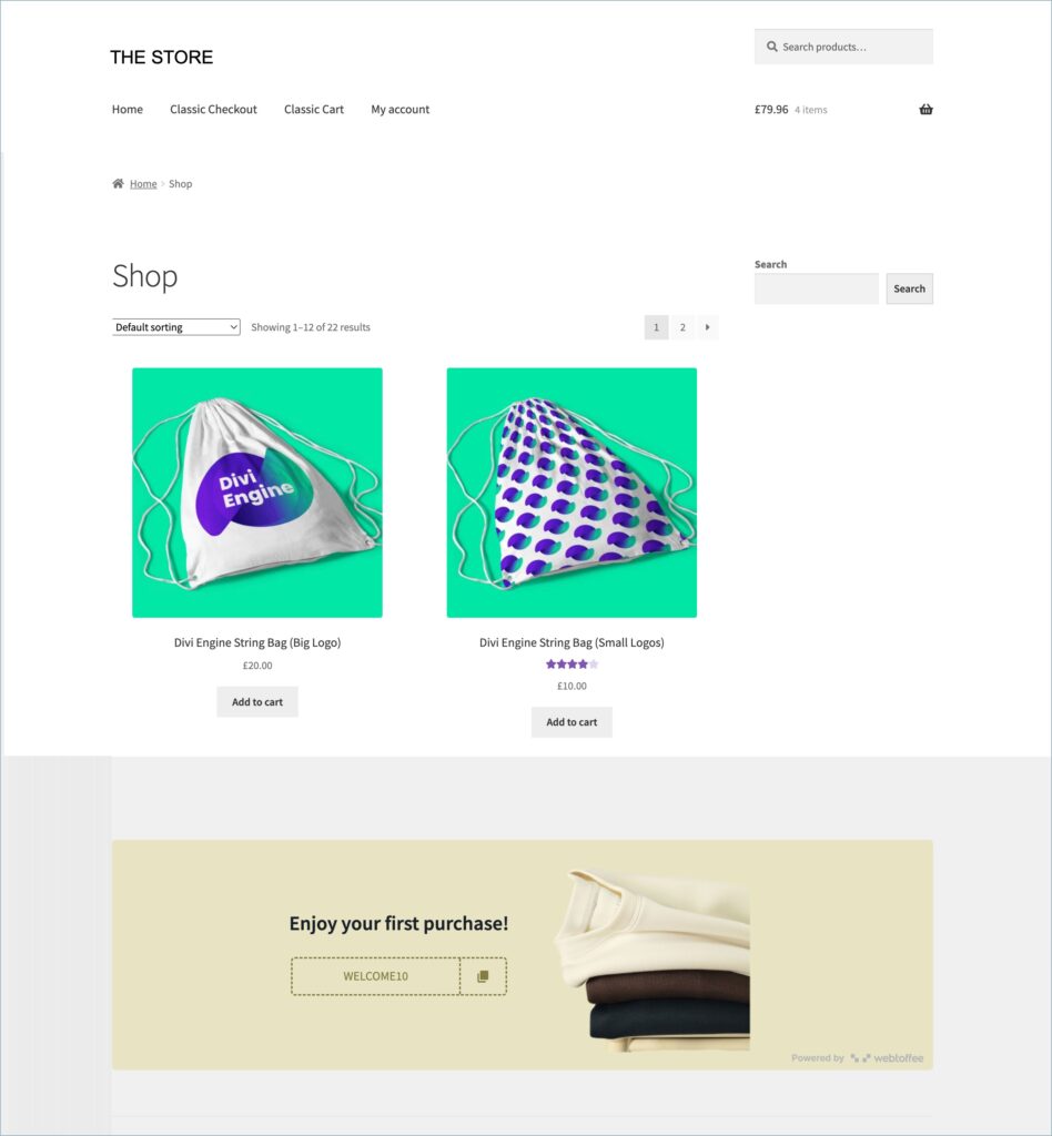 Embedded form displaying the discount coupon