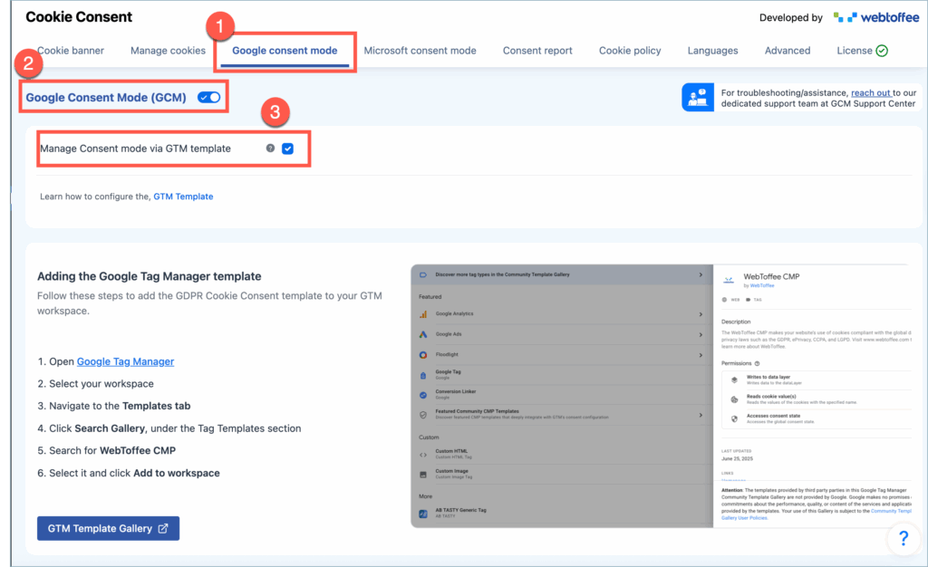 Manage GCM with GTM Template