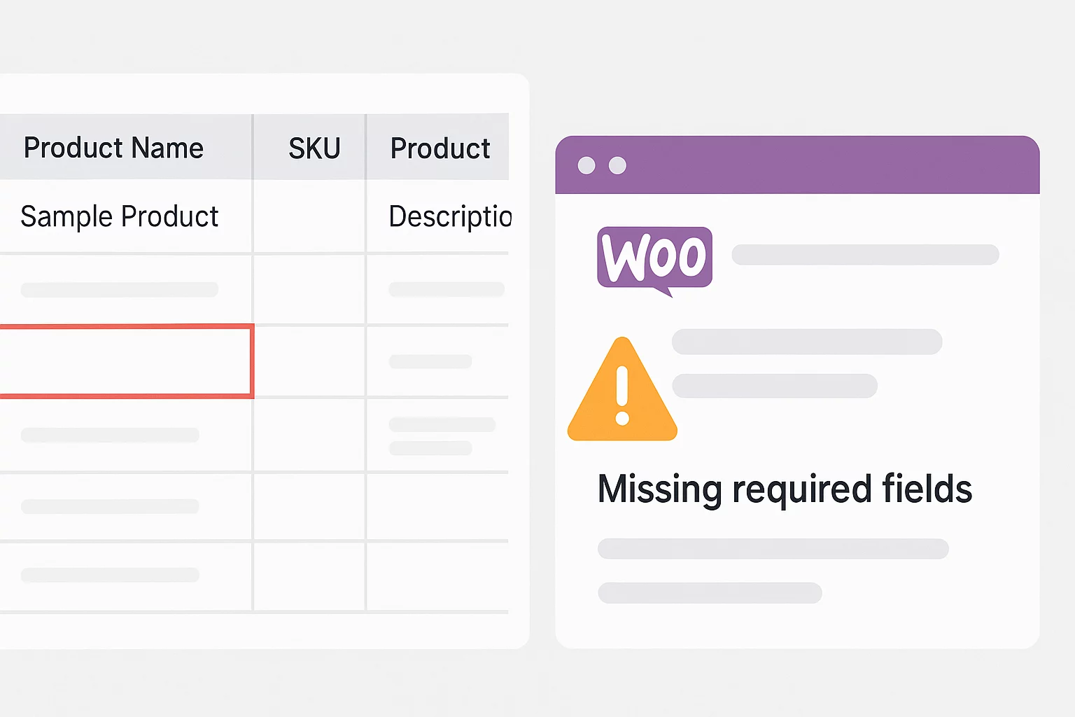 Missing or Mismatched Required Fields