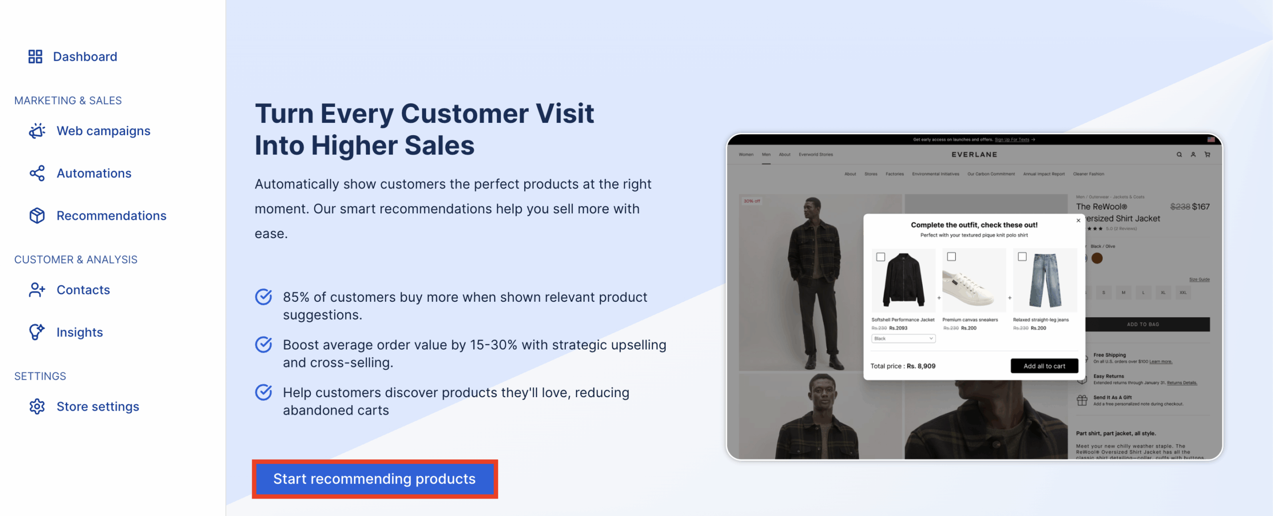 Start recommending products