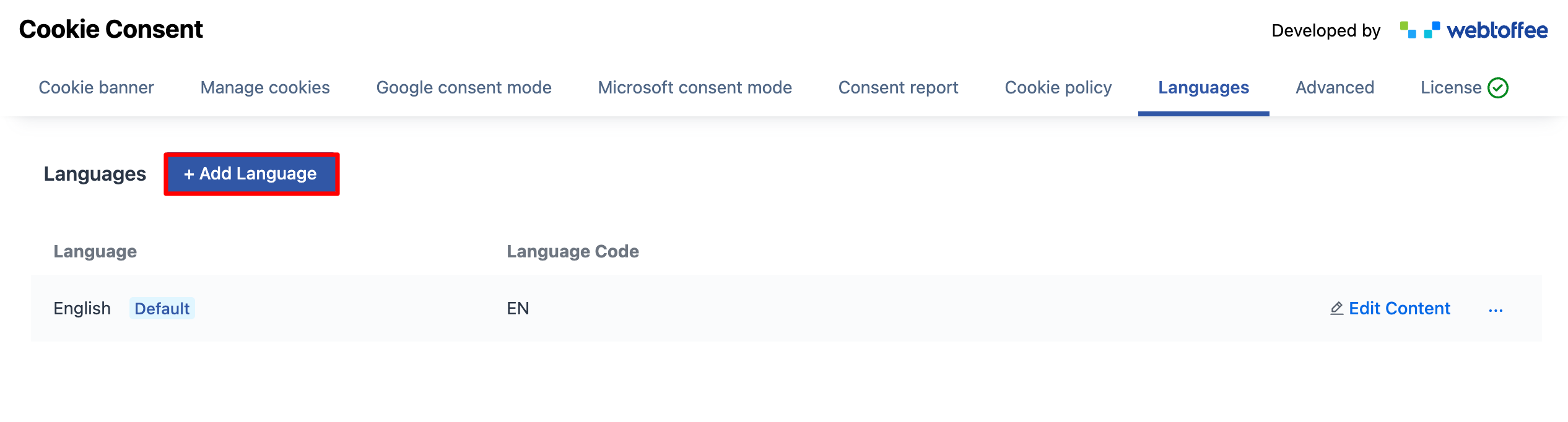 Cookie banner languages