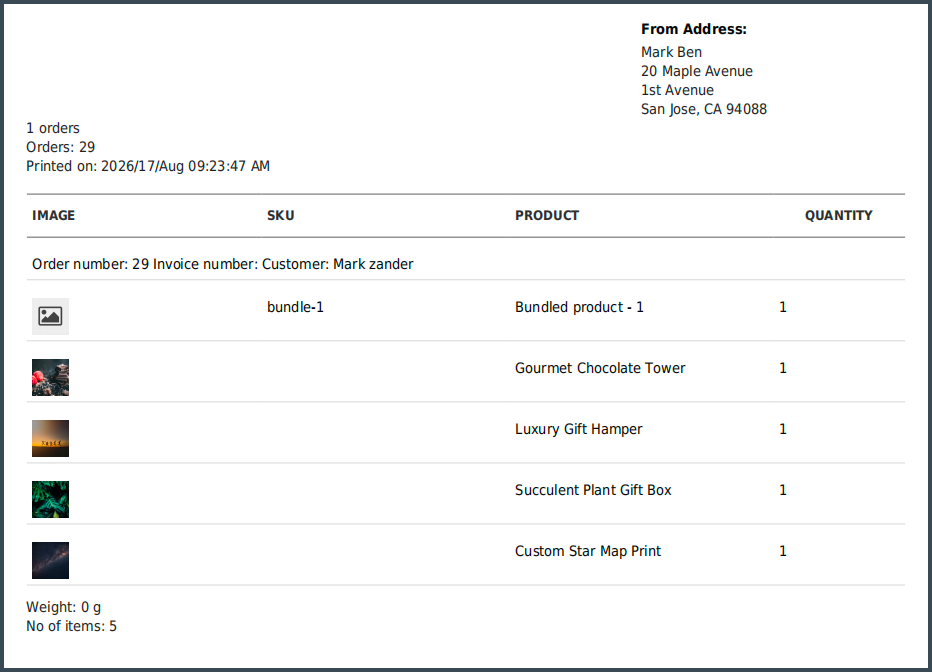 Main product with bundle items - Proforma bundled option