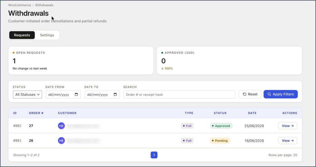 Monitor Withdrawal Requests