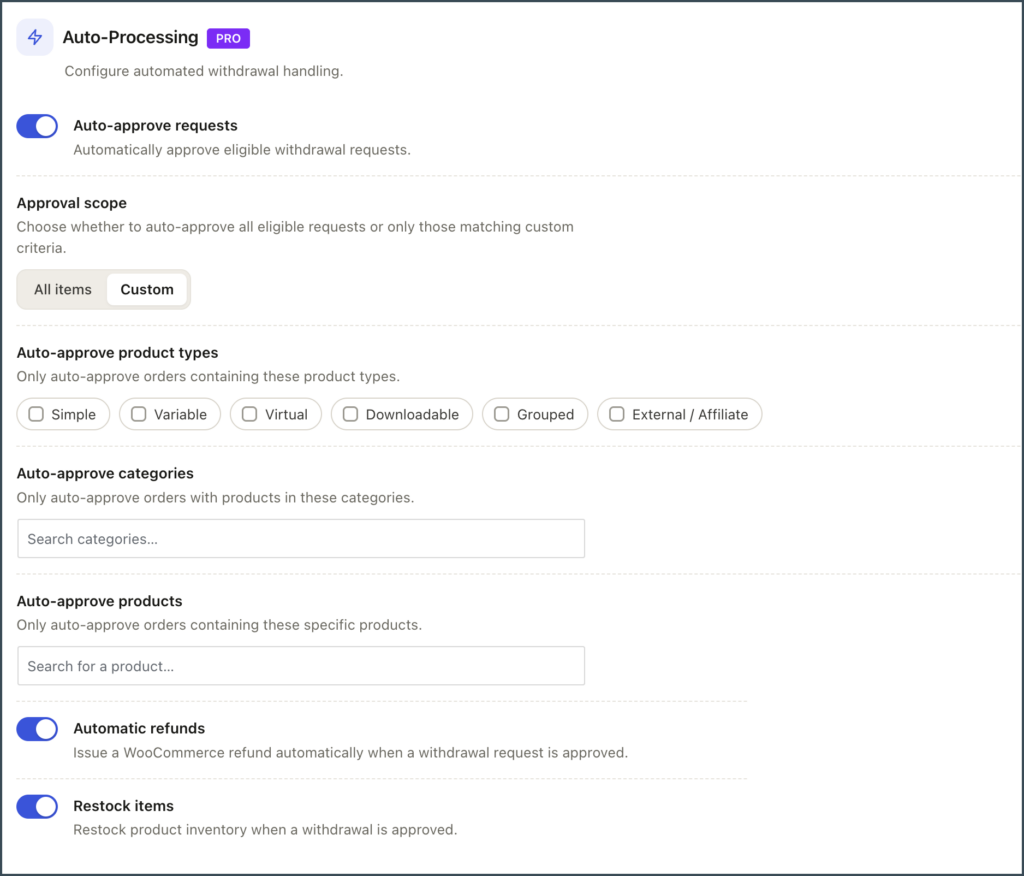 Manual Review or Auto-Processing of Withdrawal Request