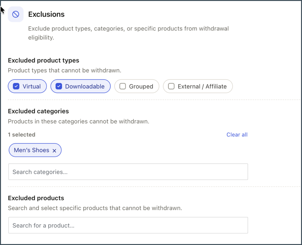 xclude Ineligible Products