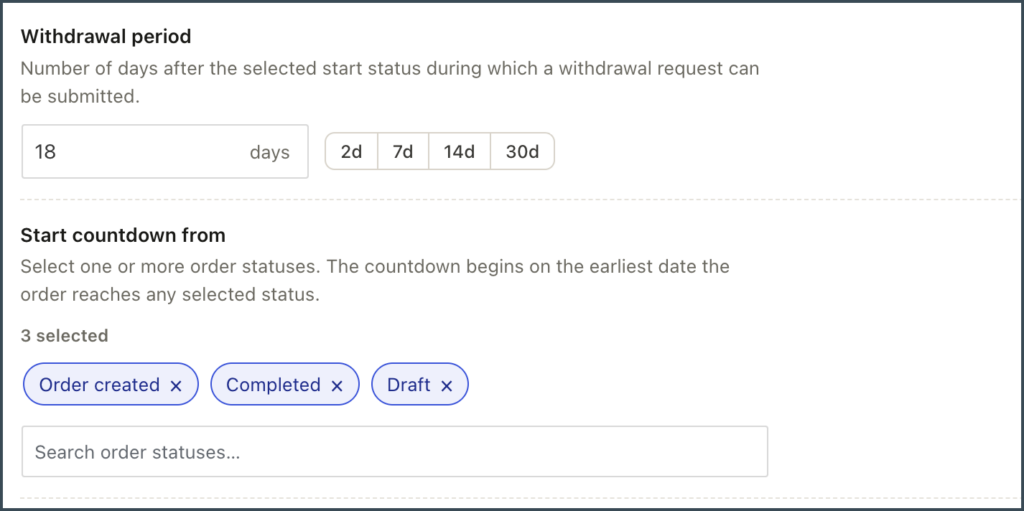 Define the Withdrawal Window