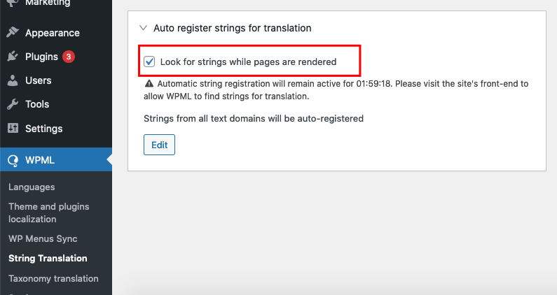WPML string translation