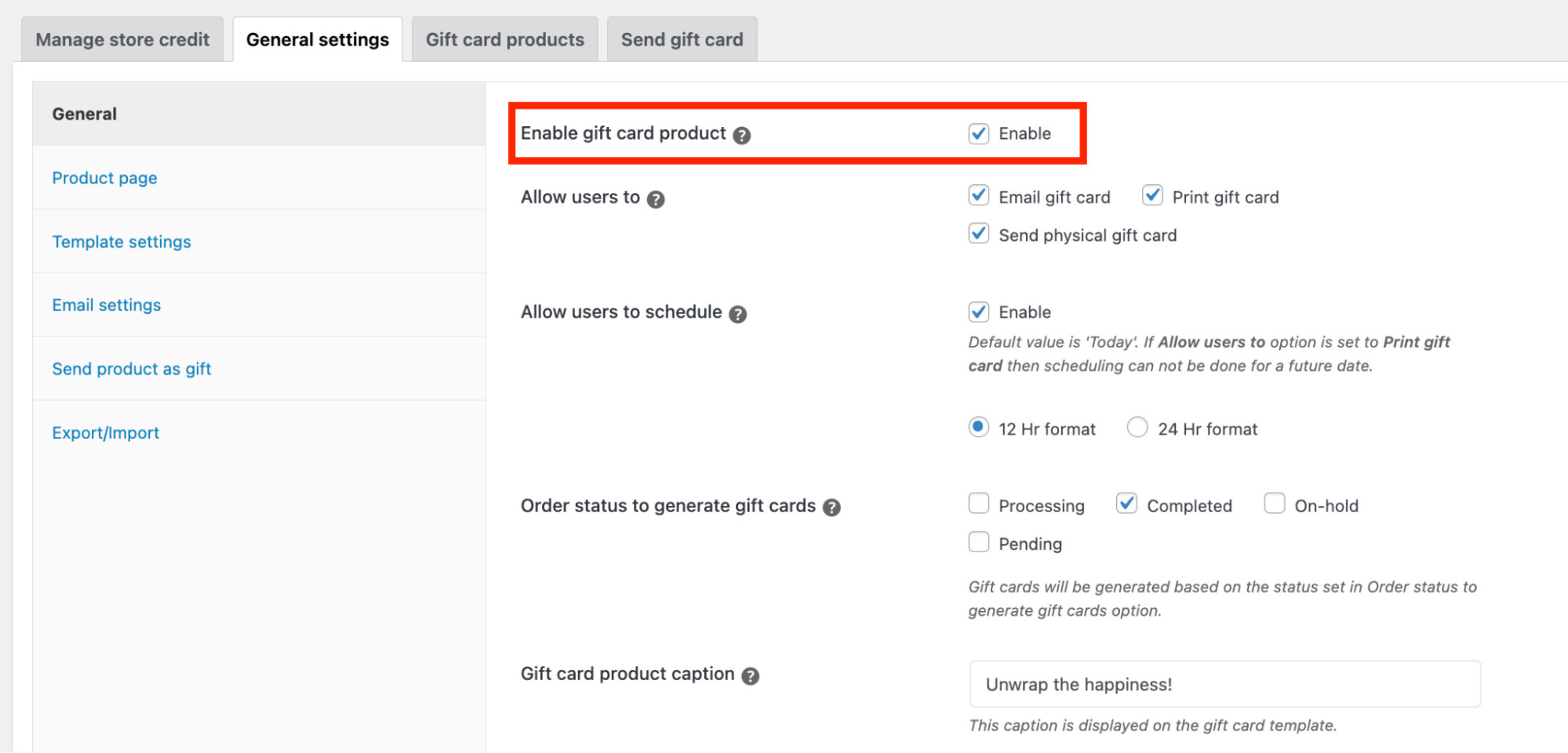 Enable Gift Card Products in WooCommerce