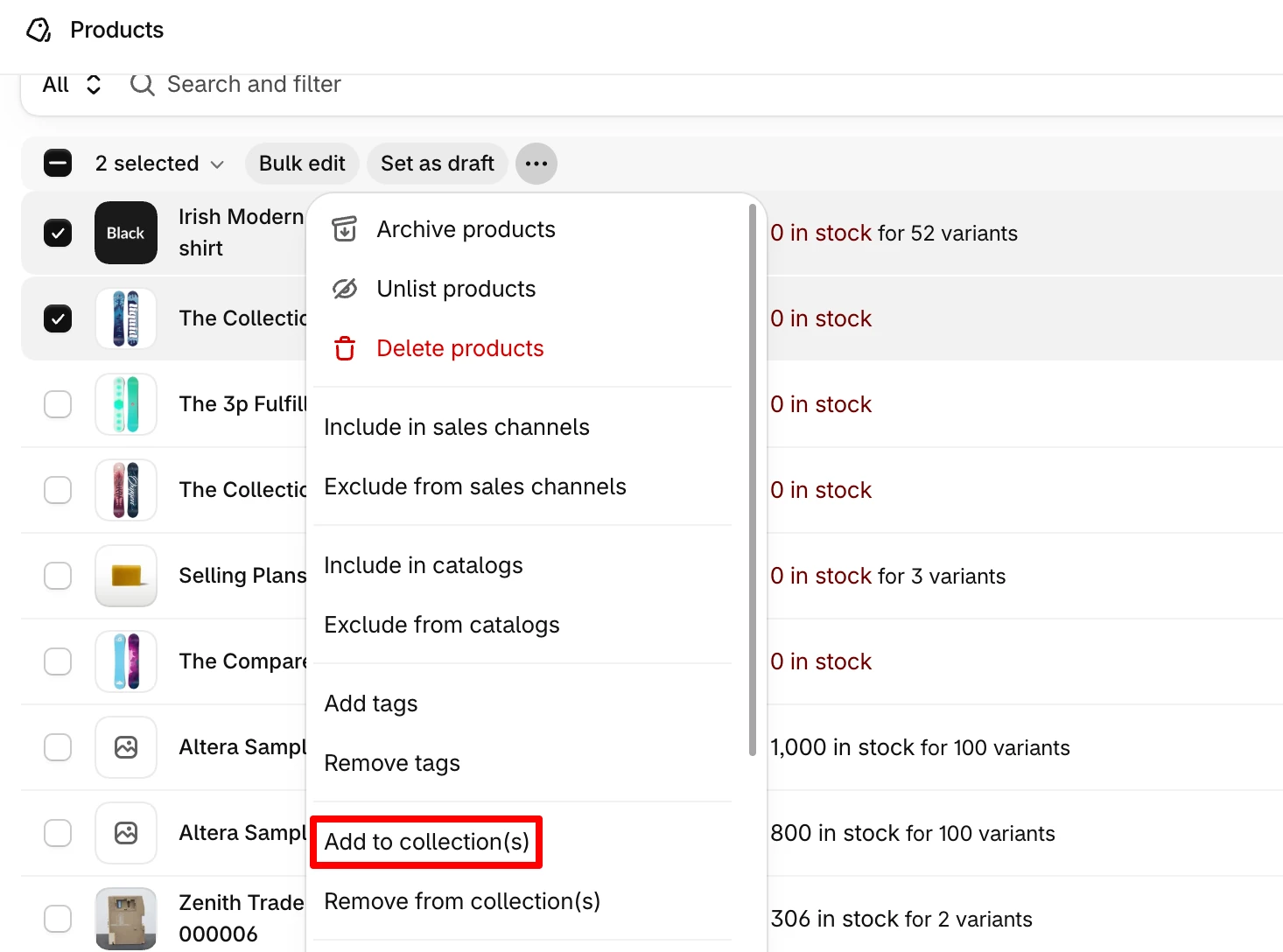 Bulk add products to Shopify Collection