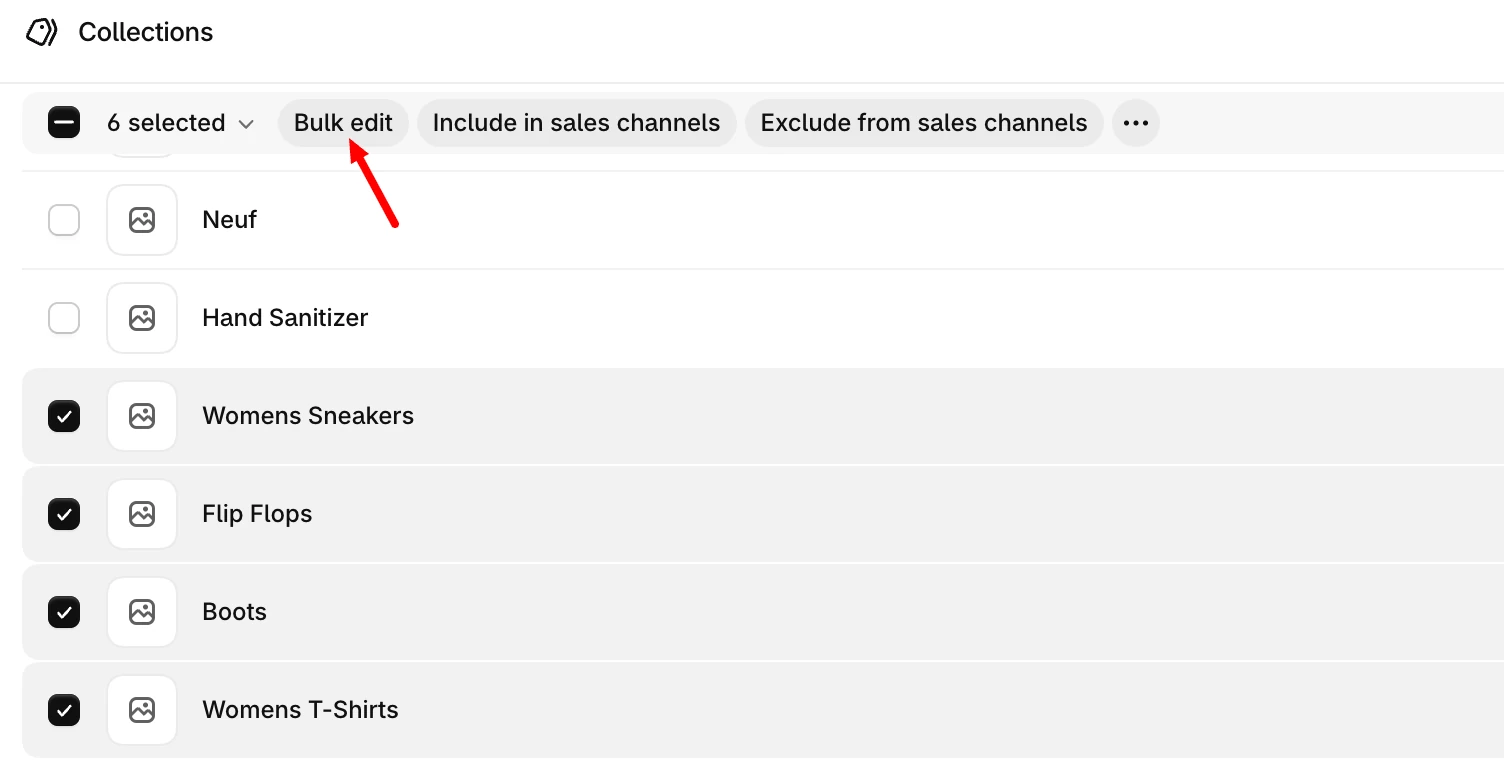 Bulk edit Shopify Collections