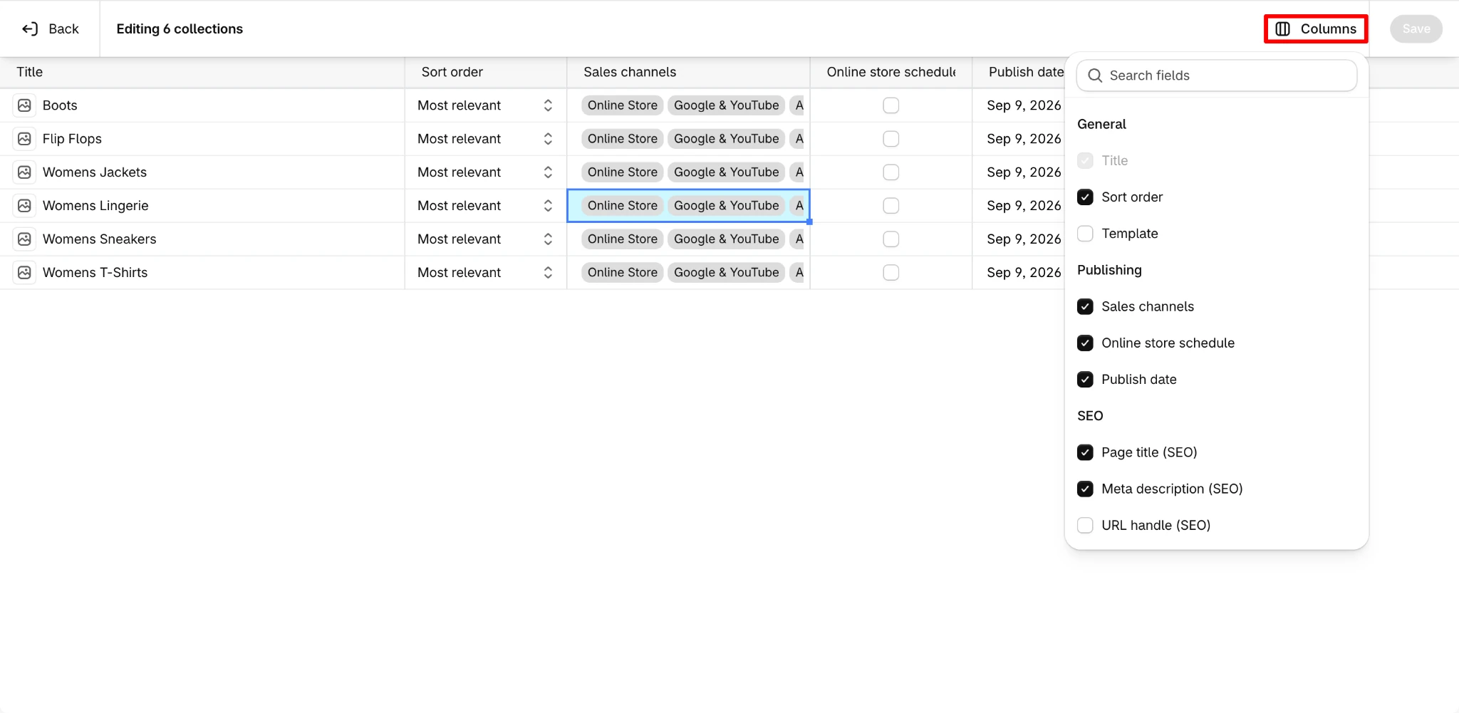 Shopify bulk editor