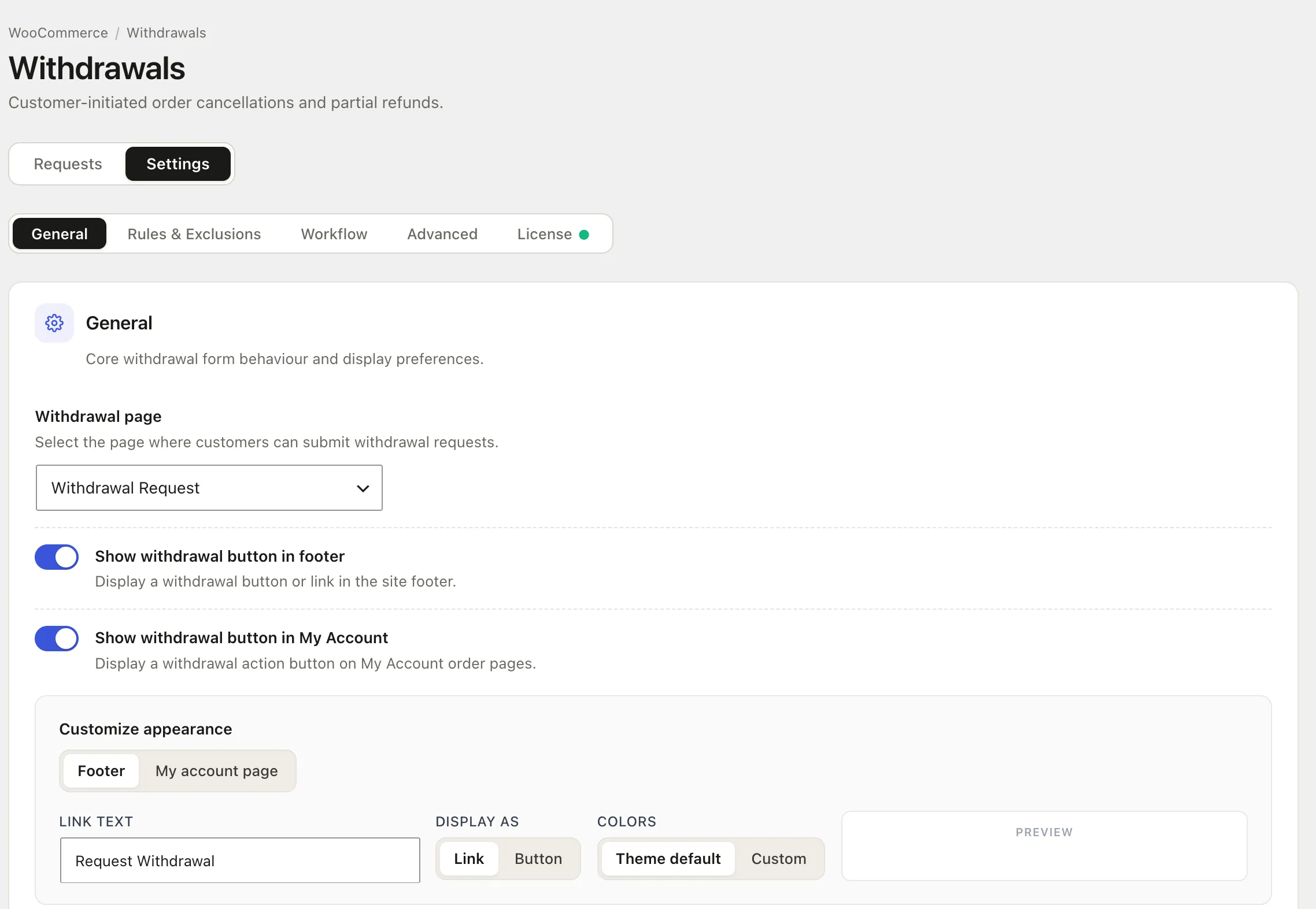Add Withdrawal Request