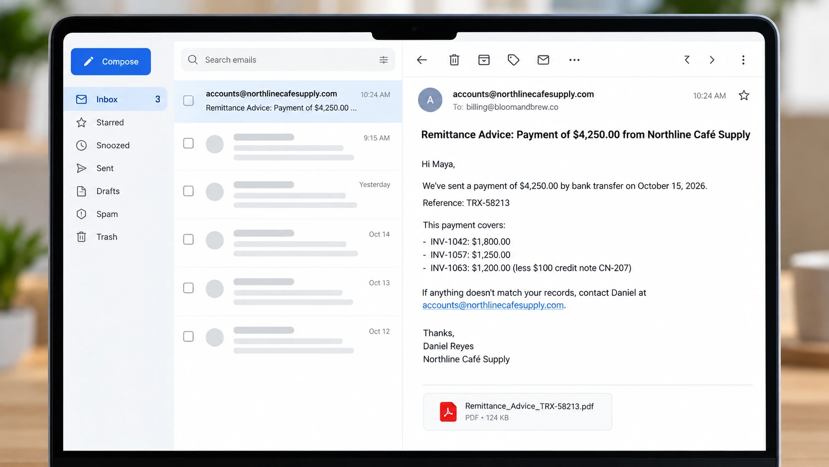 Email Remittance Advice