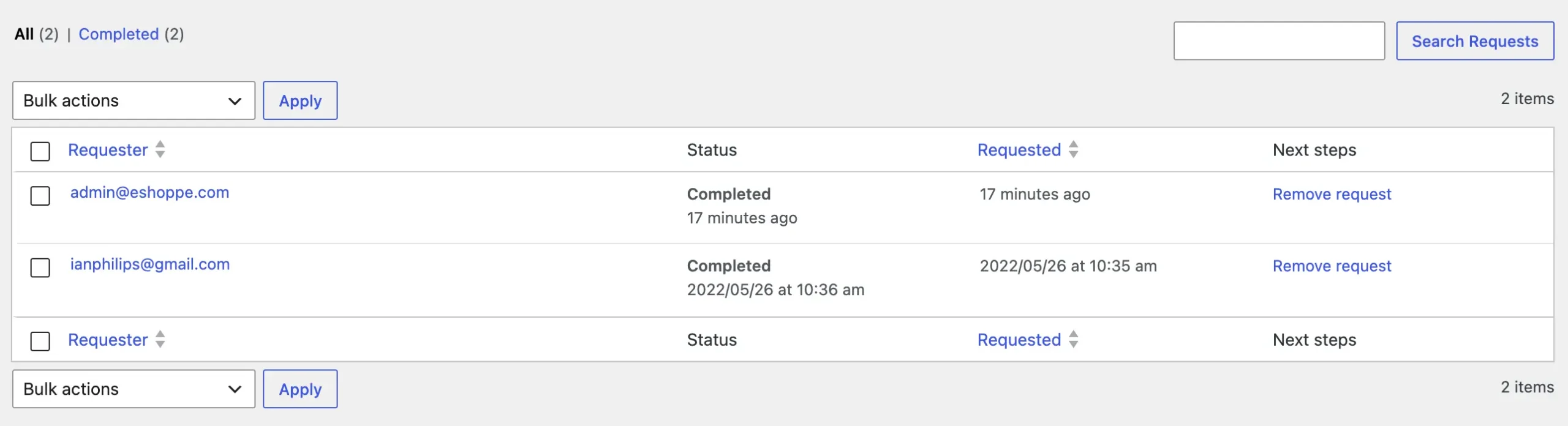 Manage data access requests in WordPress
