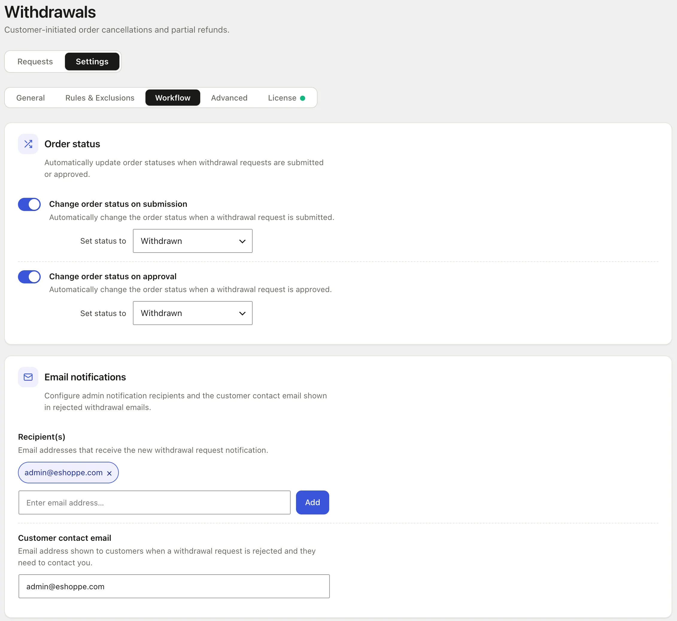 Withdrawal Workflow