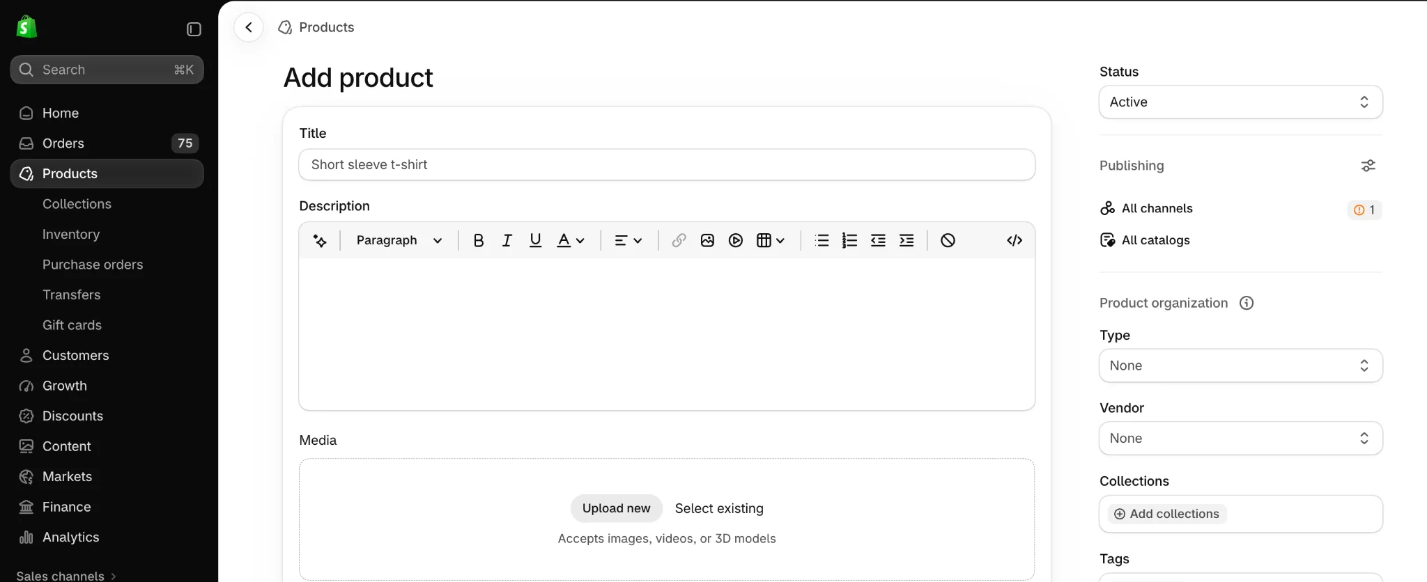 Add product and configuring variants