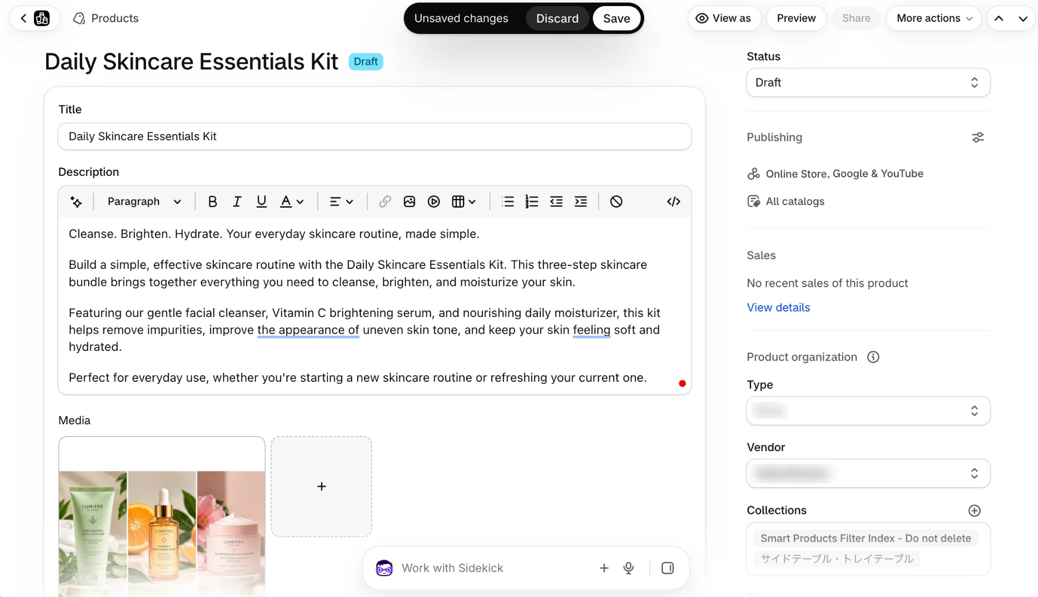 Setting up bundle price and product details